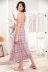 cross sling backless low-cut loose plaid nightdress-Can be worn outside NSWFC130561