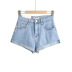 shorts de mezclilla rectos y ajustados de cintura alta en color liso NSFH130568