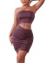 wrap chest single shoulder waist hollow sheath dress NSDWT130574