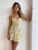 sling backless wrap chest slim lace-up floral dress NSFH130576