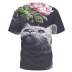 plus size 3D cat printed short sleeve round neck T-shirt NSLBT131249