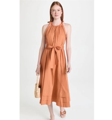 High Waist Sleeveless Lace-up Slim Solid Color Dress NSFH130524
