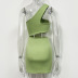 suspender slanted shoulders hollow slim solid color dress NSFH130616