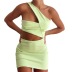 suspender slanted shoulders hollow slim solid color dress NSFH130616