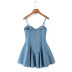 sling backless slim wrap chest lace-up denim dress NSFH130627