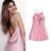 backless cross suspender low-cut solid color satin dress NSFH130634
