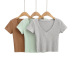 V-neck short-sleeved slim short solid color T-shirt NSFH130635