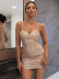 suspender sequin wrap chest backless tight solid color dress NSDWT130645