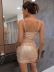 suspender sequin wrap chest backless tight solid color dress NSDWT130645