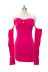 wrap chest hanging neck backless puff sleeve slim solid color dress NSDWT130649