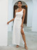 single-shulder sleeveless slim slit solid color dress NSDWT130662