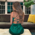 backless cross sling low-cut lace-up slim solid color dress NSTNV130667