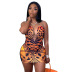 round neck sleeveless tight short leopard printing see-through dress NSTNV130675