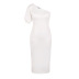 single-shoulder puff-sleeved slim slit solid color dress NSKNE130703