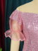 Vestido de fiesta de color sólido con lentejuelas y manga abullonada de hombro de una palabra NSKNE130708