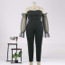 tube top stitching high waist long sleeve solid color see-through jumpsuit NSKNE130716