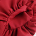pleated solid color V-neck lantern sleeves high waist slim commuter dress NSKNE130717