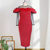 high waist round neck slim stitching polka dot Perspective prom dresses NSKNE130719