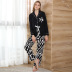 long sleeve lapel loose striped top trousers Loungewear-Can be worn outside NSWFC130733