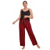más tamaño sin tirantes sueltos de encaje a cuadros pantalones Pijama conjunto NSWFC130737