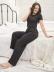 short-sleeved round neck wide-leg solid color top trousers Loungewear-Can be worn outside NSWFC130738