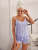 backless suspender slim floral vest shorts Pajamas set NSWFC130753