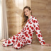 long-sleeved lapel loose lace-up flower print tops trousers Loungewear-Can be worn outside NSWFC130760