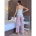 suspender backless wide-leg plaid vest trousers Pajamas set NSWFC130768