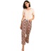 short sleeve round neck loose floral T-shirt trousers Loungewear-Can be worn outside NSWFC130777