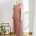V-neck stitching high-waisted puff sleeve wide-leg solid color mesh jumpsuits NSKNE130786