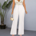 High waist wide leg casual solid color trousers NSKNE130795