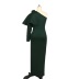single-shoulder ruffled long-sleeved high waist slit solid color prom dress NSKNE130797