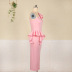 single-Shoulder Long Sleeve Ruffle High Waist slit solid color prom Dress NSKNE130798