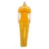 Round neck beaded high waist off-shoulder slit solid color mesh prom dress NSKNE130799