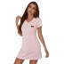 V-neck short sleeve loose solid color nightdress-Can be worn outside NSWFC130801