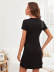 Ashort sleeve v neck slim solid color nightdress-Can be worn outside NSWFC130802