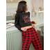 long sleeve high waist slim round neck plaid top and trouser Loungewear-Can be worn outside NSWFC130803