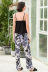 lace print sling stitching loose backless vest trouser Pajamas set NSWFC130809