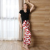short-sleeved loose high waist flower print tops trousers Loungewear-Can be worn outside NSWFC130814