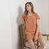 short-sleeved round neck loose solid color top and shorts Loungewear-Can be worn outside NSWFC130816