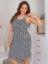 plus size sling slim backless plaid nightdress-Can be worn outside NSWFC130818