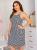 plus size sling slim backless plaid nightdress-Can be worn outside NSWFC130818