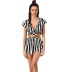 short sleeve high waist v neck lace-up striped top short Pajamas set NSWFC130820
