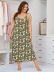plus size sling backless loose floral nightdress-Can be worn outside NSWFC130822