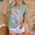letter printing round neck short-sleeved casual loose T-shirt NSKX130832