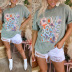 letter printing round neck short-sleeved casual loose T-shirt NSKX130832