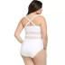 plus size cross sling backless slim solid color mesh stitching one-piece swimsuit NSYLH130841