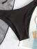 Conjunto de tres piezas de bikini de color sólido con cordón y cuello colgante de cintura alta sin espalda NSZO130845