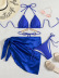 Conjunto de tres piezas de bikini de decoración con cordones en el pecho y cuello colgante NSZO130848