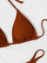 cuello colgante cintura alta sin espalda Decoración con cordones bikini de color sólido conjunto de dos piezas NSZO130850